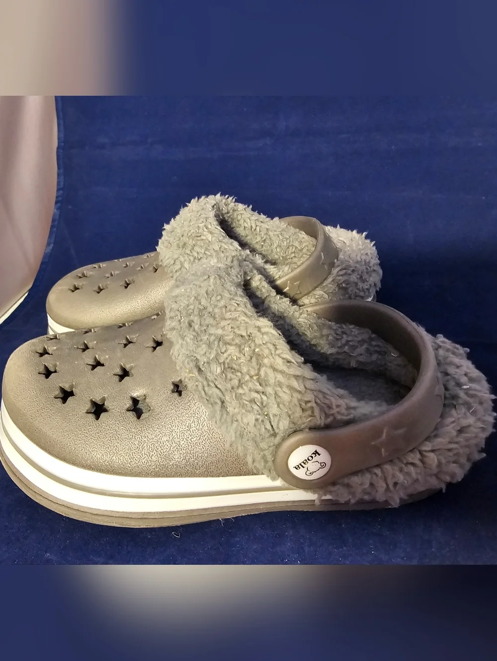 Koala Kids Fuzzy-Lined Star Vent Clog - Gray Sz 10 Toddler